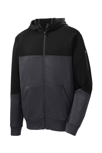 Sport-Tek ® PosiCharge ® Tri-Blend Wicking Fleece Full-Zip Hooded Jacket w/ LOGO Left Chest