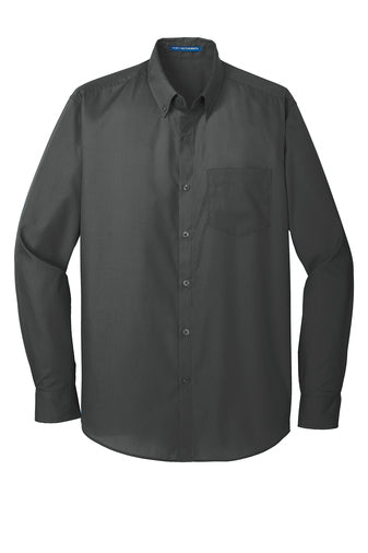 Men's Long Sleeve Carefree Poplin Shirt W/ LOGO LEFT CHEST