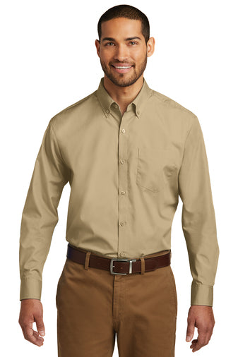 Men's Long Sleeve Carefree Poplin Shirt W/ LOGO LEFT CHEST