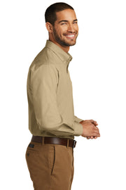 Men's Long Sleeve Carefree Poplin Shirt W/ LOGO LEFT CHEST