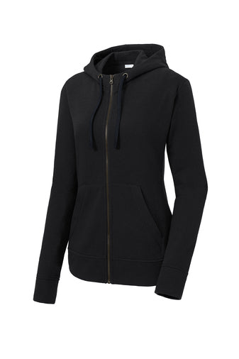 Sport-Tek ® Ladies PosiCharge ® Tri-Blend Wicking Fleece Full-Zip Hooded Jacket w/ LOGO Left Chest